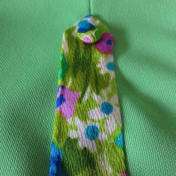 Vintage Melwine of Miami M Maxi Dress Green Purple Teal Floral Mod - Picture 9 of 11